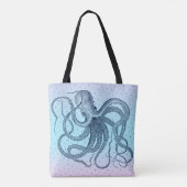 Marineblauw  Steampunk Octopi Illustratie Tote Bag (Achterkant)
