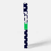 Marineblauw Stippen Emeraldgroene Naam Initiaal Case-Mate iPhone Case (Achterkant / Links)