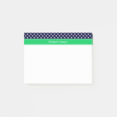 Marineblauw Stippen Emeraldgroene Naam Initiaalmon Post-it® Notes (Voorkant)