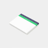 Marineblauw Stippen Emeraldgroene Naam Initiaalmon Post-it® Notes (Schuin)