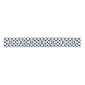 Marineblauw Stippenpatroon Monogram Grosgrain Lint (Voorkant)