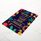 marineblauw strand kust zomer bruiloft folie uitnodiging (Gedraaid)