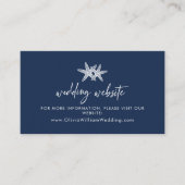 Marineblauw strand zeesterren bruiloft website informatiekaartje (Voorkant)