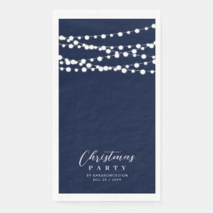 Marineblauw String Lights Elegant Cheers Event Servet