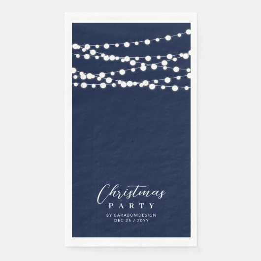 Marineblauw String Lights Elegant Cheers Event Servet (Voorkant)