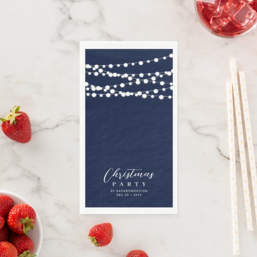 Marineblauw String Lights Elegant Cheers Event Servet (Insitu)
