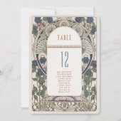 Marineblauw tafelnummer  Art Nouveau bruiloft (Voorkant)