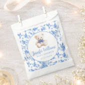 Marineblauw teddybeer florale baby boy douche snoe bedankzakje (Geknipt)