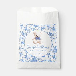 Marineblauw teddybeer florale baby boy douche snoe bedankzakje