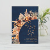 Marineblauw & Terracotta QR Code Sla de datum op Kaart (Staand voorkant)