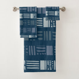 Marineblauw tinten handdoek met patroon