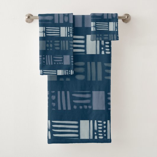 Marineblauw tinten handdoek met patroon (Insitu)