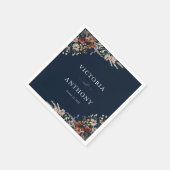Marineblauw Tiny Wildflower bruiloft servetten (Hoek)