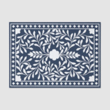 Marineblauw Traditioneel Bot Inleg Decoupage Papie