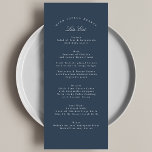 Marineblauw Traditionele Kalligrafie Formele Bruil Menu<br><div class="desc">Dit ontwerp maakt deel uit van een collectie; Neem contact met mij op als u hulp nodig hebt bij het vinden van passende design of producten; Ook verkrijgbaar in alternatieve kleuren</div>