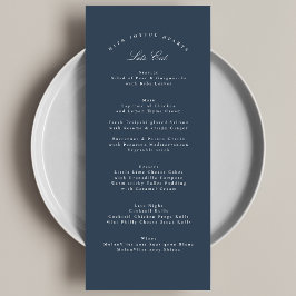 Marineblauw Traditionele Kalligrafie Formele Bruil Menu