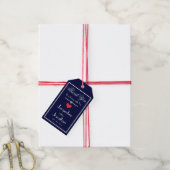 Marineblauw Trouw Chic Script Rode Hart Dank Je We Cadeaulabel (Met Touw)