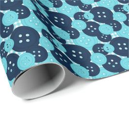 Marineblauw & Turquoise Knopen Gingham - Ambacht & Cadeaupapier