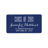 Marineblauw Typografie Afstuderen Adreslabel Etiket (Voorkant)