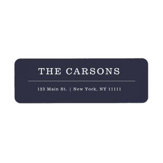 Marineblauw Typografie Retouradreslabel Etiket (Voorkant)