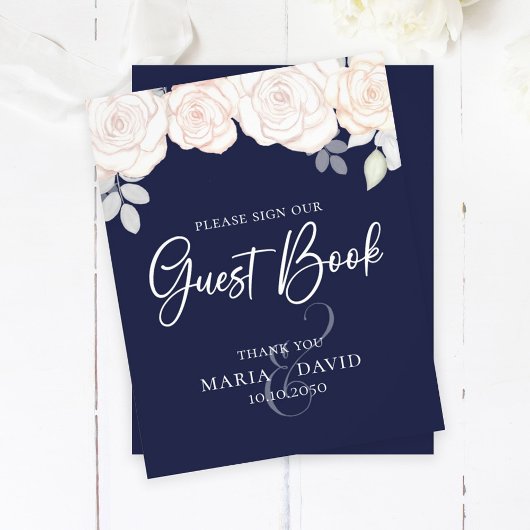 Marineblauw van de Elegant Wedding Guest Book Sign Flyer