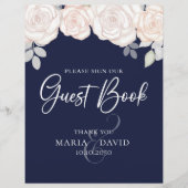 Marineblauw van de Elegant Wedding Guest Book Sign Flyer (Voorkant)