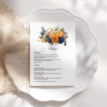 Marineblauw, Verbrand Oranje & Champagne Bloemige