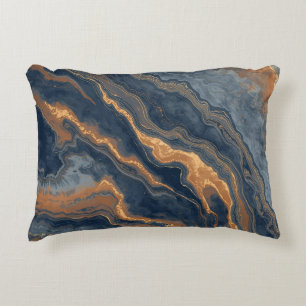 Marineblauw Verbrand Oranje Stofblauw Accent Kussen