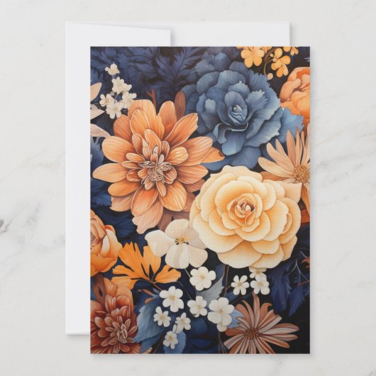 Marineblauw, Verbrand Sinaasappel & Champagne Bloe Kaart (Achterkant)