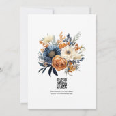 Marineblauw, Verbrand Sinaasappel & Champagne Bloe Save The Date (Achterkant)