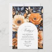 Marineblauw, Verbrand Sinaasappel en Champagne Bru Kaart (Voorkant)