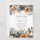 Marineblauw, Verbrand Sinaasappel en Champagne Bru Kaart (Voorkant)