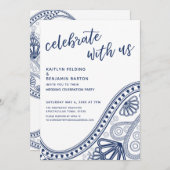 Marineblauw Vier het met Ons Paisley alleen-ontvan Kaart (Voorkant / Achterkant)