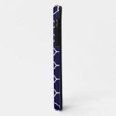 Marineblauw Vierblad Motief met Monogram Case-Mate iPhone Case (Achterkant/links)