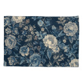 Marineblauw Vintage Bloem Botanisch Patroon Kussensloop (Achterkant)