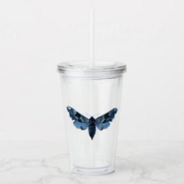 Marineblauw vintage mot acryl drinkbeker