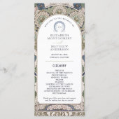 Marineblauw Vintage Trouwprogramma Art Nouveau Programmakaart (Voorkant)