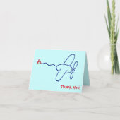 Marineblauw vliegtuig met rode hart bedankbrief bedankkaart (Voorkant)