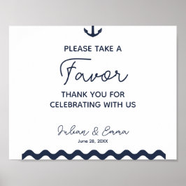 marineblauw voor het nautische trouwbord poster