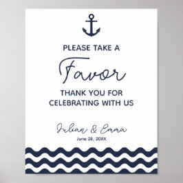 marineblauw voor het nautische trouwbord poster