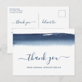 Marineblauw voor zakelijke Waterverf Hartelijk dan Briefkaart (Voorkant / Achterkant)