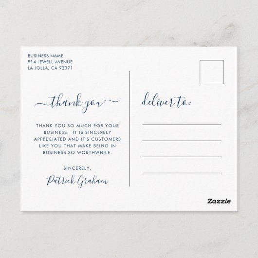 Marineblauw voor zakelijke Waterverf Hartelijk dan Briefkaart (Achterkant)