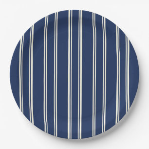 Marineblauw Warm Ivoorkleurig Klassiek Elegant Str Papieren Bordje