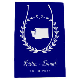 Marineblauw Washington Kaart Bruiloft Welkom Swag Medium Cadeauzakje