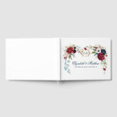 Marineblauw | Waterverf Bruiloft met Bloeiende Bur Gastenboek (Volledig)