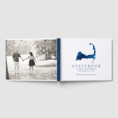Marineblauw Waterverf Cape Cod Kaart Bruiloft Gastenboek (Volledig)