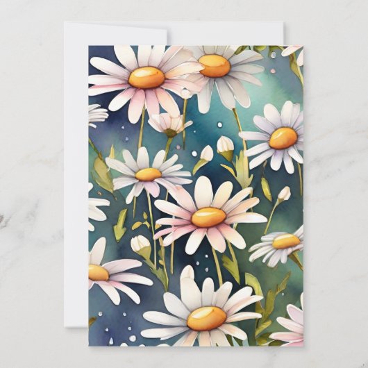 Marineblauw Waterverf Daisy Bruiloft Save The Date (Achterkant)
