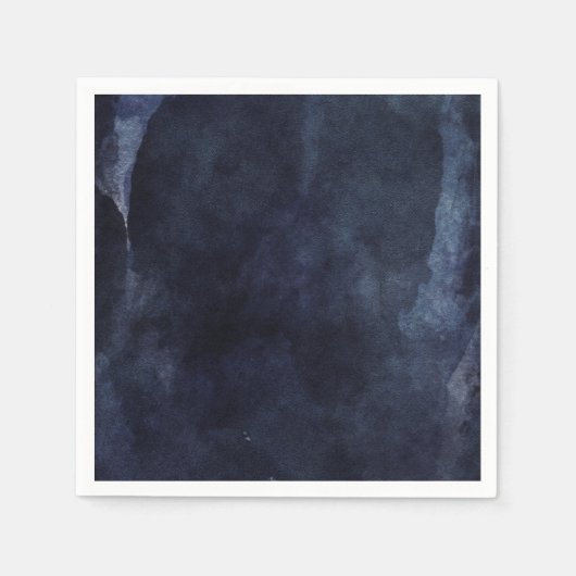 Marineblauw Waterverf Elegant Modern Bruiloft Servet (Voorkant)