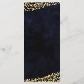 Marineblauw Waterverf & Goud Confetti Bruiloft Men Menu (Achterkant)