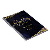 Marineblauw Waterverf Goud Confetti Bruiloft Plann Notitieboek (Rechterzijde)